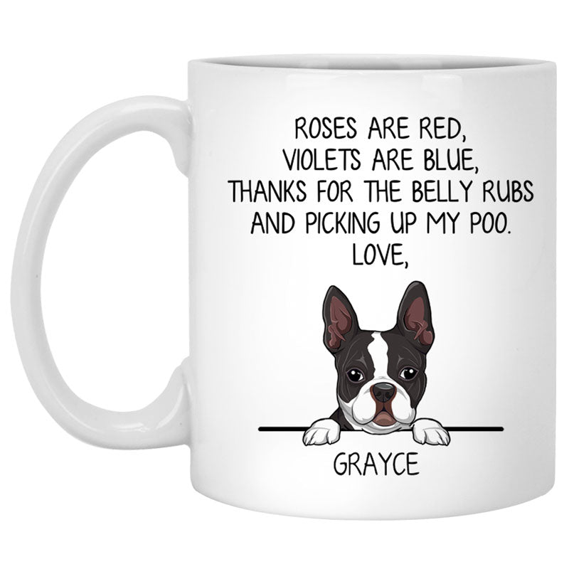 Roses are Red, Funny Boston Terrier Personalized Coffee Mug, Custom Gift for Dog Lovers