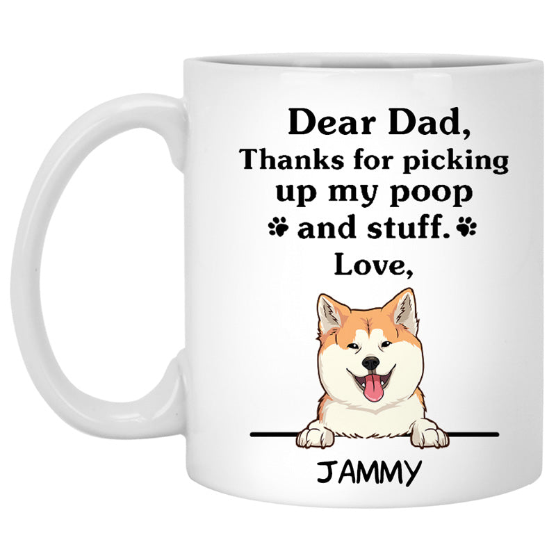 Thanks for picking up my poop and stuff, Funny Akita Personalized Coffee Mug, Custom Gifts for Dog Lovers