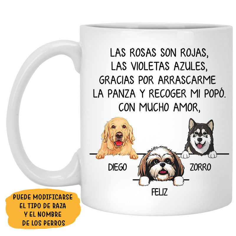Roses Are Red, Spanish Espanol, Personalized Mug, Custom Gift for Dog Lovers