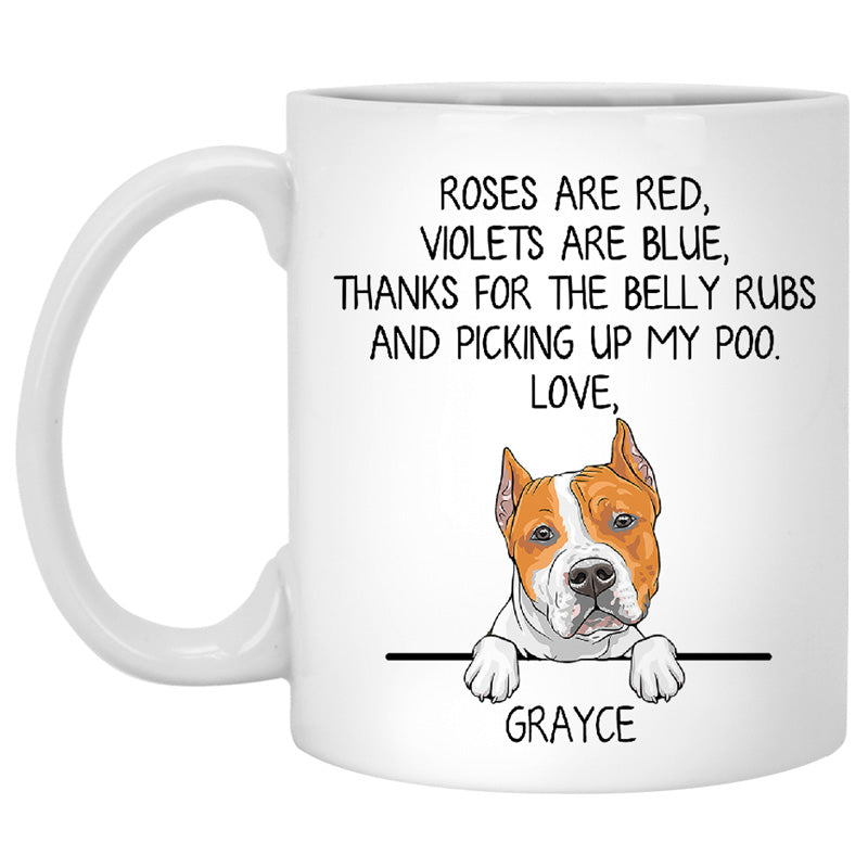 Roses are Red, Funny American Staffordshire Terrier Personalized Coffee Mug, Custom Gifts for Dog Lovers