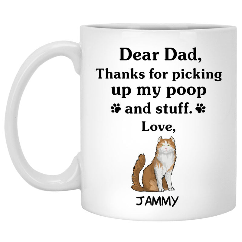 Thanks for picking up my poop and stuff, Funny American Curl Cat Personalized Coffee Mug, Custom Gift for Cat Lovers