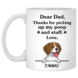 Thanks for picking up my poop and stuff, Funny Brittany Personalized Coffee Mug, Custom Gift for Dog Lover