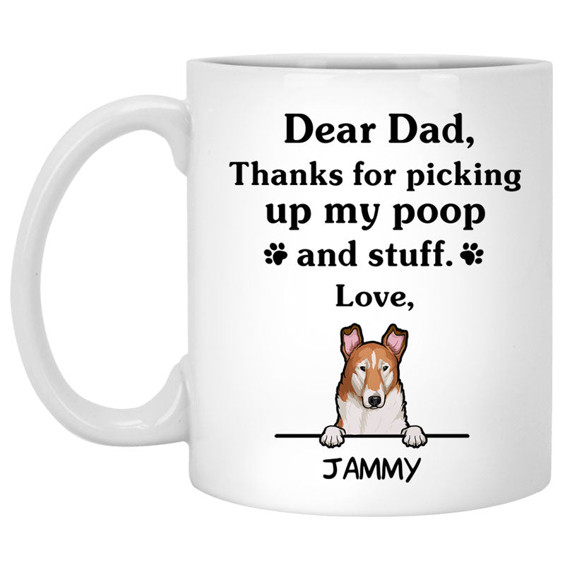 Thanks for picking up my poop and stuff, Funny Smooth Collie Personalized Coffee Mug, Custom Gifts for Dog Lovers