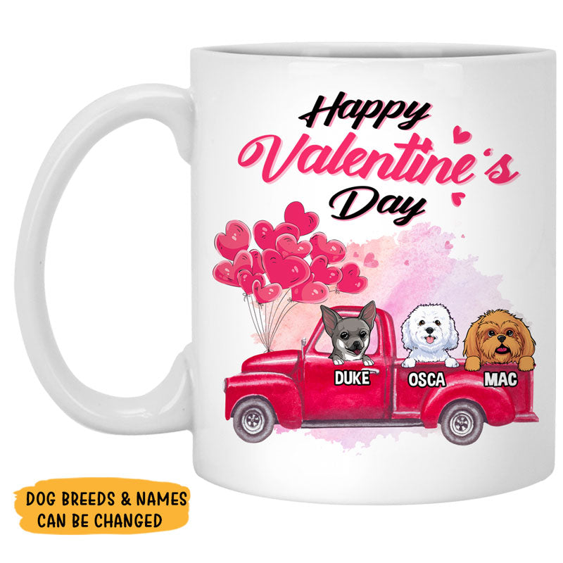 Happy Valentine's Day Version 1, Personalized Mug, Custom Gifts for Dog Lovers
