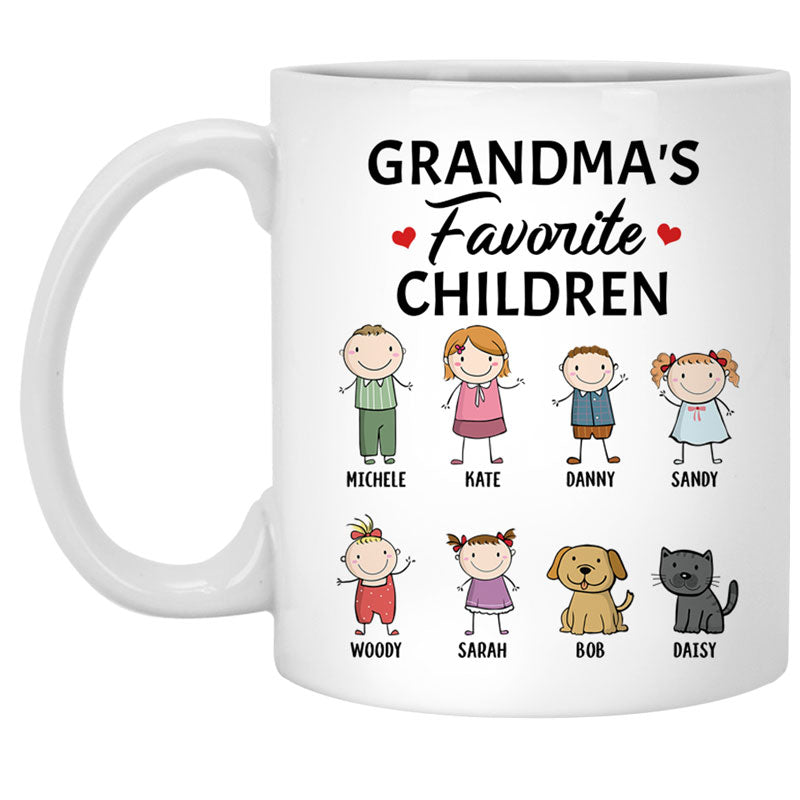 Grandma's Favorite Children, Customized Titles, Personalized Coffee Mug, Funny Custom Family gift for Grandparents
