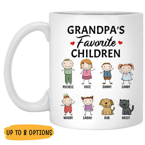 Grandpa's Favorite Children, Customized Titles, Personalized Coffee Mug, Funny Custom Family gift for Grandparents