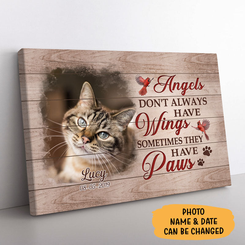 Angels Don't Always Have Wings, Personalized Custom Photo Canvas, Custom Gift for Pet Lovers, Memorial Gift