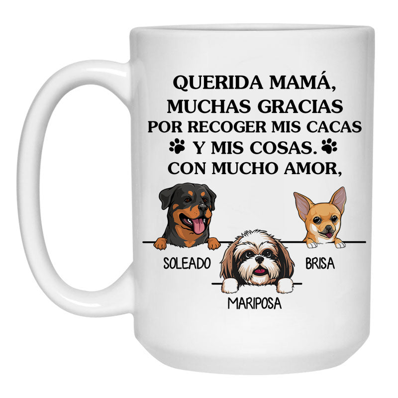 Thanks For Picking Up My Poop Spanish Espanol, Funny Personalized Coffee Mug, Custom Gift for Dog Lovers