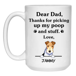 Thanks for picking up my poop and stuff, Funny Fox Terrier Personalized Coffee Mug, Custom Gifts for Dog Lovers