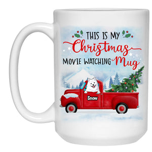 Christmas Movie Watching Mug, Personalized Christmas Mug, Custom Gift for Dog Lovers