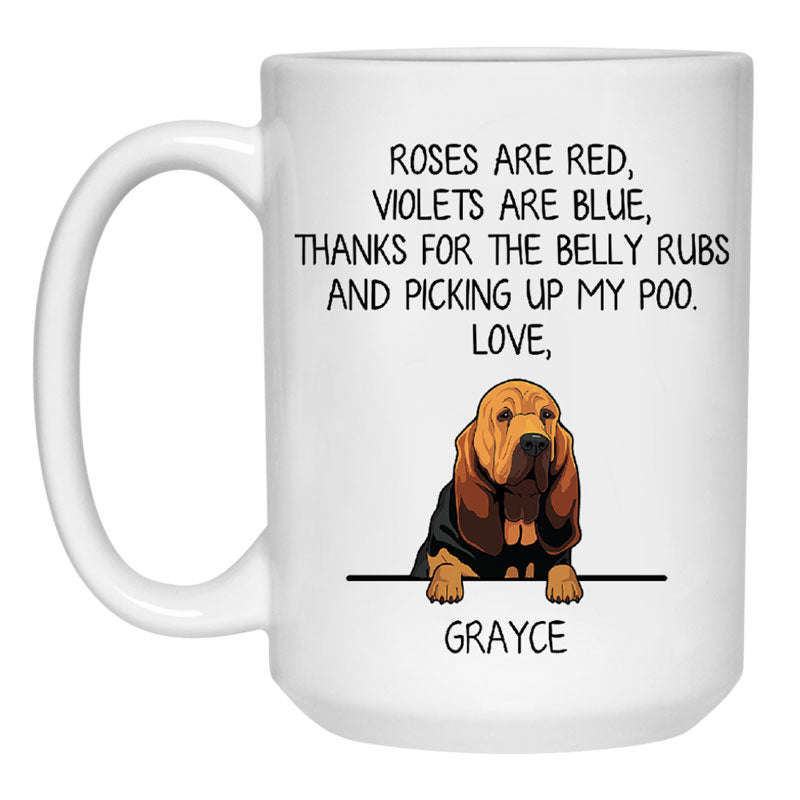 Roses are Red, Funny Bloodhound Personalized Coffee Mug, Custom Gifts for Dog Lovers