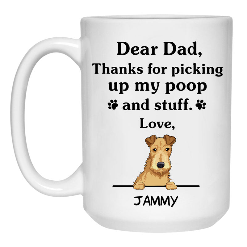 Thanks for picking up my poop and stuff, Funny Irish Terrier Personalized Coffee Mug, Custom Gifts for Dog Lovers