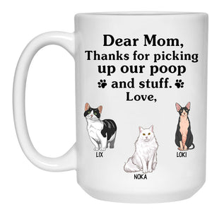 Thanks For Picking Up Our Poop And Stuff, Personalized Coffee Mug, Custom Gift for Cat Lovers
