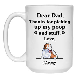 Thanks for picking up my poop and stuff, Funny Borzoi Personalized Coffee Mug, Custom Gifts for Dog Lovers