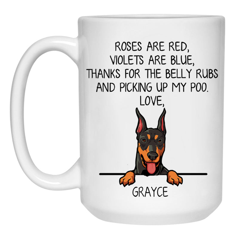 Roses are Red, Funny Doberman Pinscher Personalized Coffee Mug, Custom Gifts for Dog Lovers