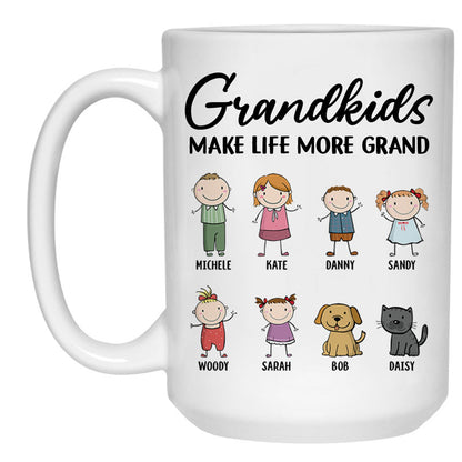 Grandkids Make Life More Grand, Personalized Coffee Mug, gift for Grandparents, Father's Day gift