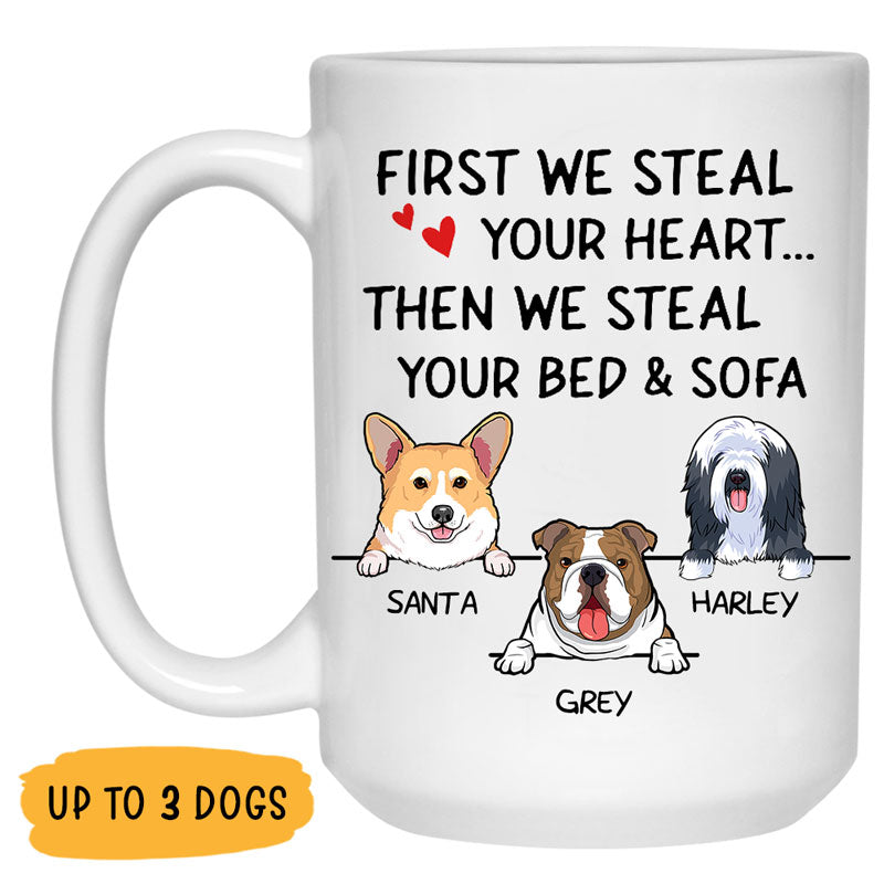Steal Your Heart, Personalized Coffee Mug, Custom Gift for Dog Lovers