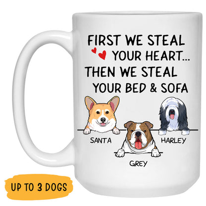 Steal Your Heart, Personalized Coffee Mug, Custom Gift for Dog Lovers