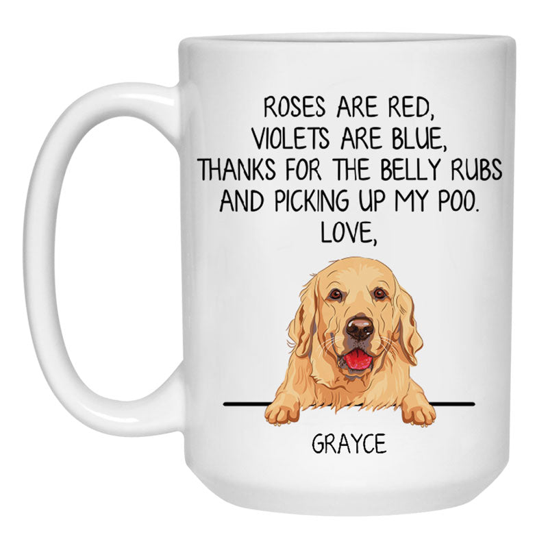 Roses are Red, Funny Golden Retriever Personalized Coffee Mug, Custom Gifts for Dog Lovers