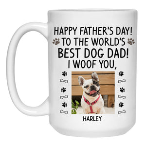 Happy Father's Day Mugs, Funny Custom Photo Coffee Mug, Personalized Gift for Dog Lovers