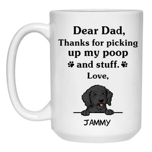 Thanks for picking up my poop and stuff, Funny Goldendoodle (Black) Personalized Coffee Mug, Custom Gifts for Dog Lovers