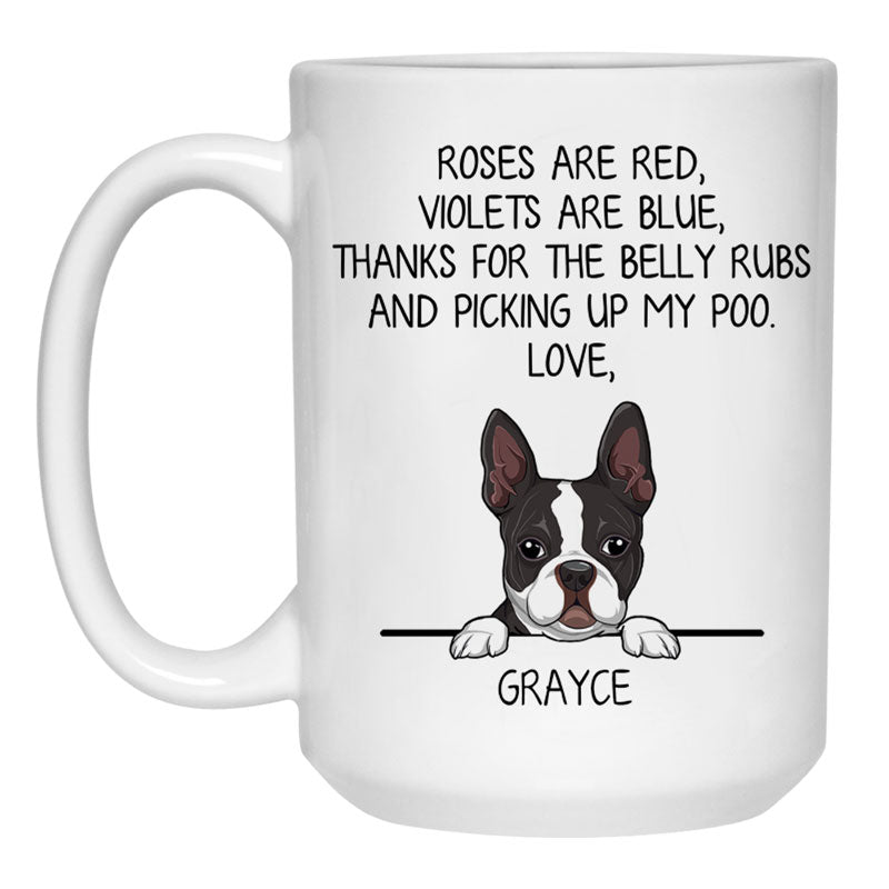 Roses are Red, Funny Boston Terrier Personalized Coffee Mug, Custom Gift for Dog Lovers