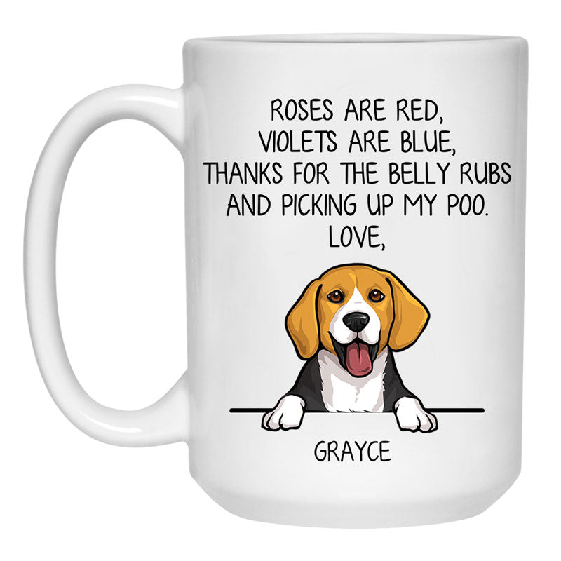 Roses are Red, Funny Beagle Personalized Coffee Mug, Custom Gifts for Dog Lovers