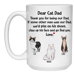 Thank You For Being Our Dad, Personalized Coffee Mug, Custom Gift for Cat Lovers