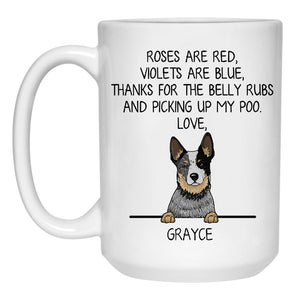 Roses are Red, Funny Australian Cattle Dog (Heeler) Personalized Coffee Mug, Custom Gifts for Dog Lovers