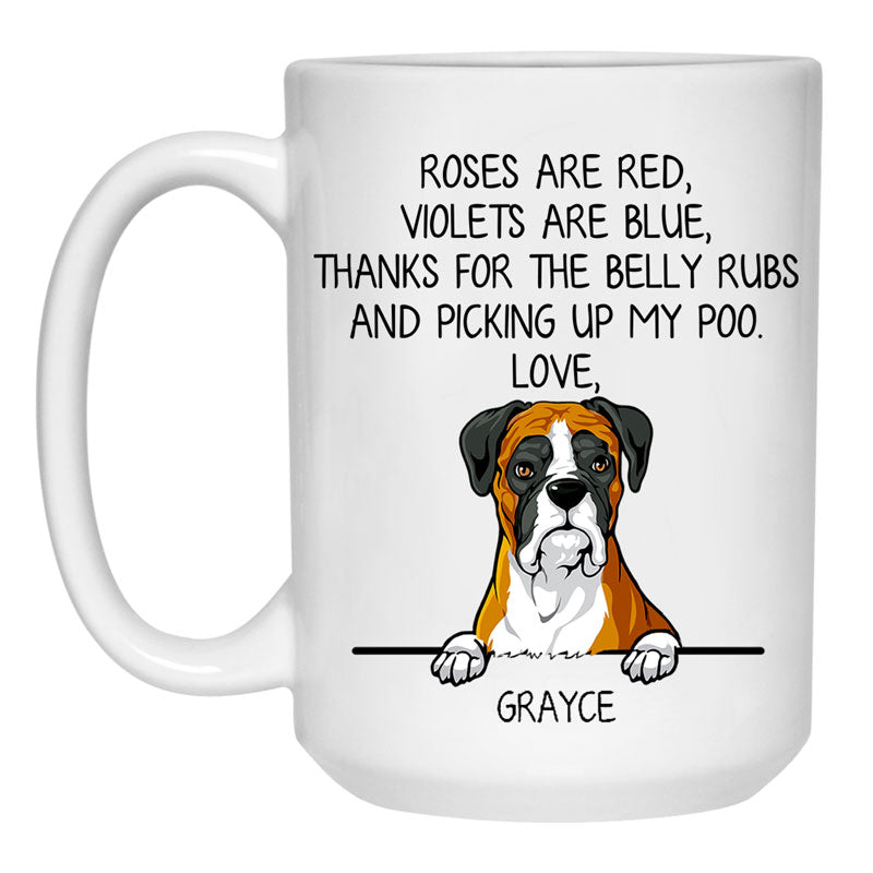 Roses are Red, Funny Boxer Personalized Coffee Mug, Custom Gifts for Dog Lovers