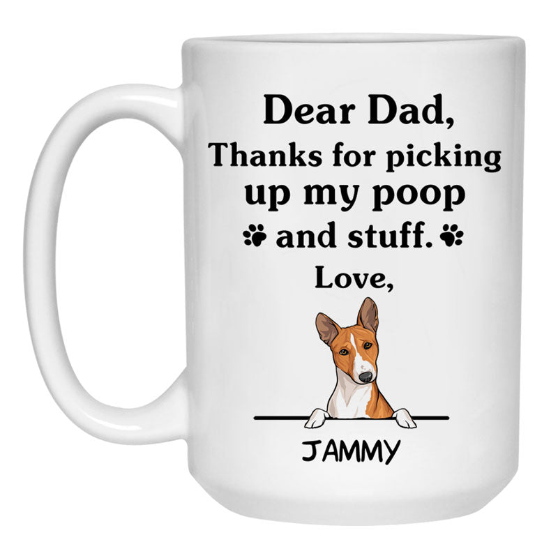Thanks for picking up my poop and stuff, Funny Basenji Personalized Coffee Mug, Custom Gifts for Dog Lovers