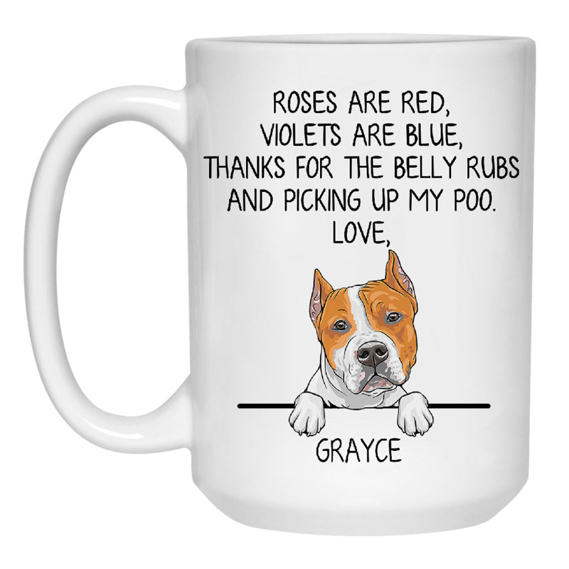 Roses are Red, Funny American Staffordshire Terrier Personalized Coffee Mug, Custom Gifts for Dog Lovers