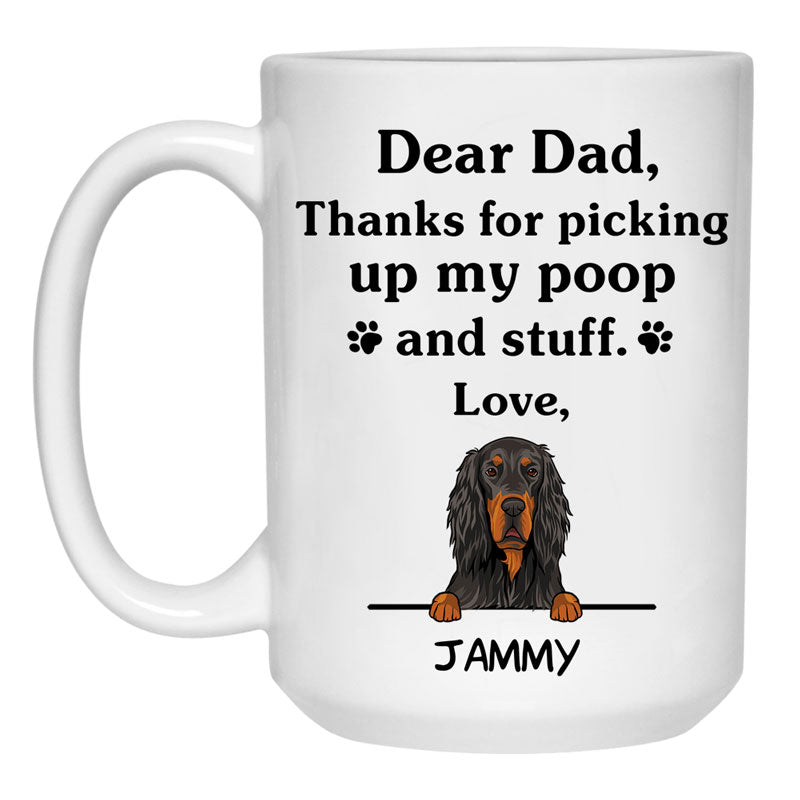 Thanks for picking up my poop and stuff, Funny Gordon Setter Personalized Coffee Mug, Custom Gifts for Dog Lovers