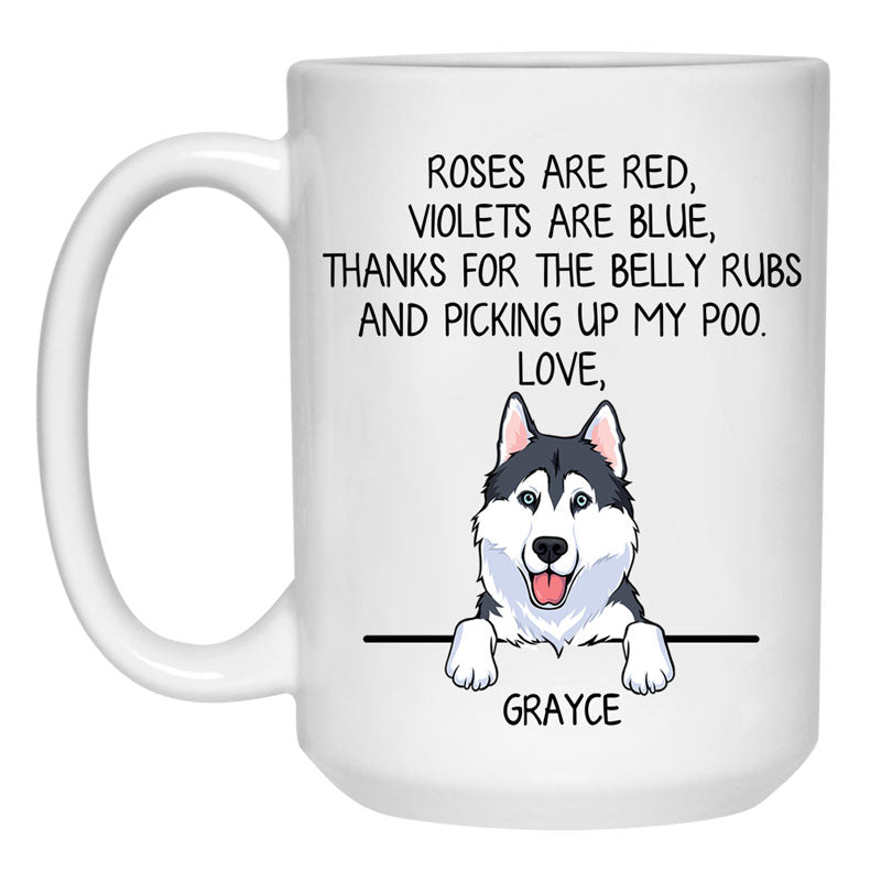 Roses are Red, Funny Husky Personalized Coffee Mug, Custom Gifts for Dog Lovers