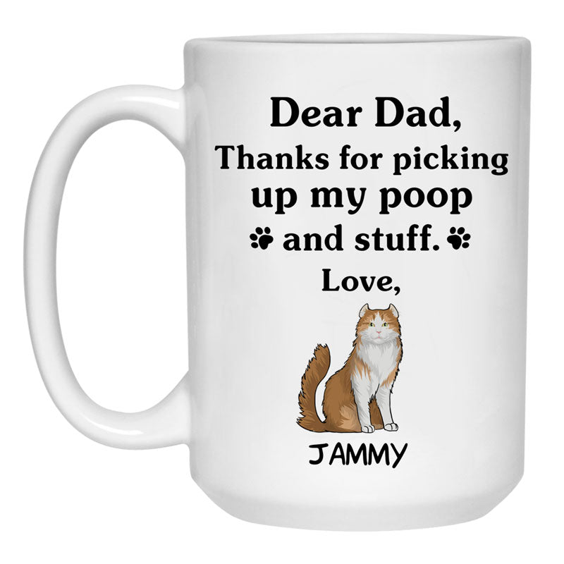 Thanks for picking up my poop and stuff, Funny American Curl Cat Personalized Coffee Mug, Custom Gift for Cat Lovers