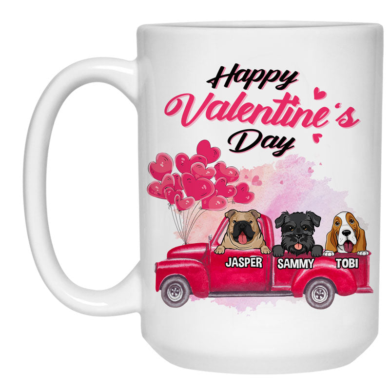 Happy Valentine's Day Version 1, Personalized Mug, Custom Gifts for Dog Lovers