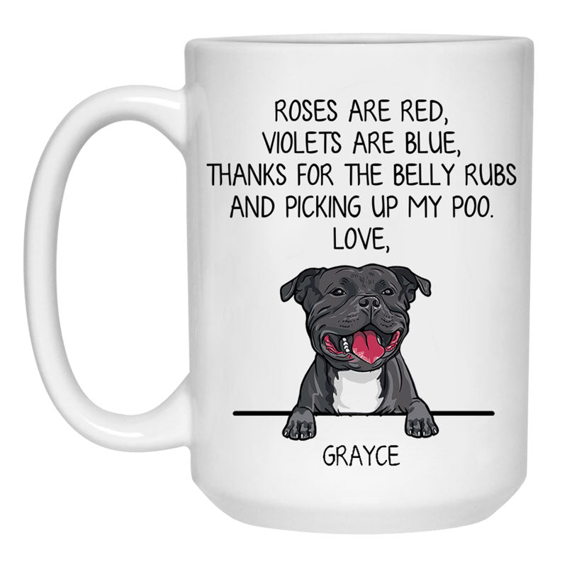 Roses are Red, Funny Staffordshire Bull Terrier Personalized Coffee Mug, Custom Gifts for Dog Lovers