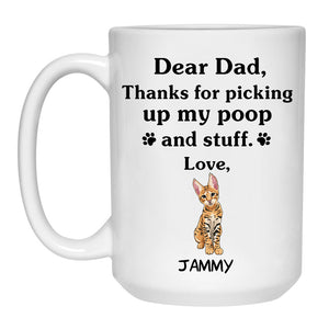 Thanks for picking up my poop and stuff, Funny Savannah Cat Personalized Coffee Mug, Custom Gift for Cat Lovers