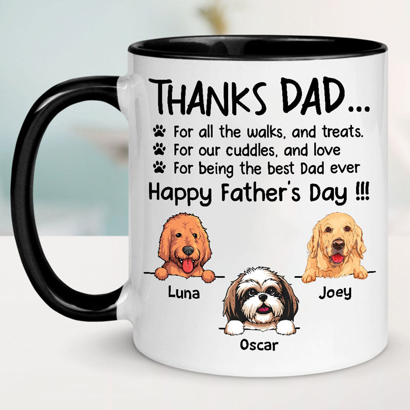 Personalized Mugs For Dog Lovers, Thanks For All The Walks And Treats, Father's Day Gift For Dog Dads