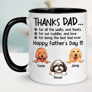 Personalized Mugs For Dog Lovers, Thanks For All The Walks And Treats, Father's Day Gift For Dog Dads