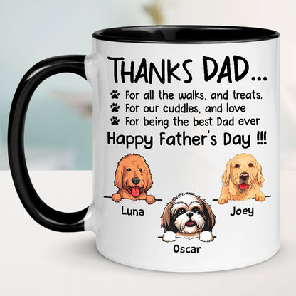 Personalized Mugs For Dog Lovers, Thanks For All The Walks And Treats, Father's Day Gift For Dog Dads