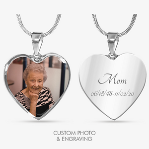 Luxury Picture Necklace, Unique Custom Engrave Heart Pendant