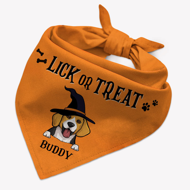 Lick Or Treat, Personalized Dog Bandana, Custom Gifts For Dog