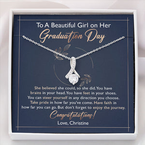 A Beautiful Girl On Her Graduation Day, Luxury Necklace, Custom Message Card Jewelry