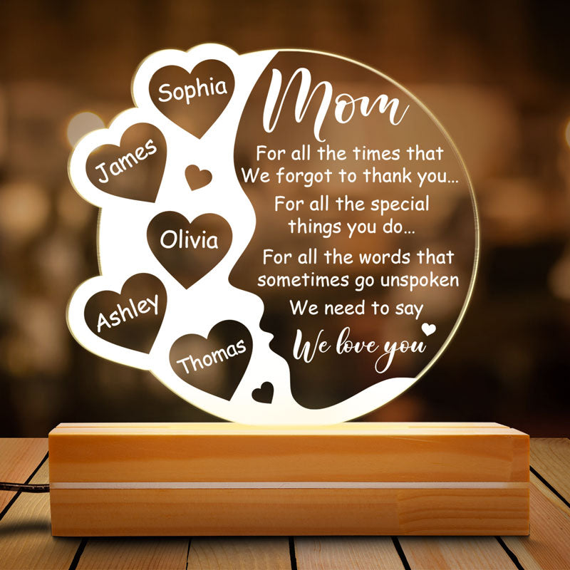 For All The Special Things You Do, Personalized Shape Acrylic Plaque, LED Light, Mother's Day Gifts