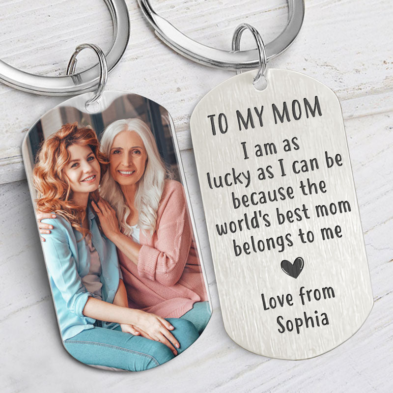 Custom Photo Keychain, Gift for Mom - The Love Between Mother and Daughter, Personalized Keychain, PersonalFury, No Gift Box / Pack 1
