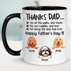Personalized Mugs For Dog Lovers, Thanks For All The Walks And Treats, Father's Day Gift For Dog Dads