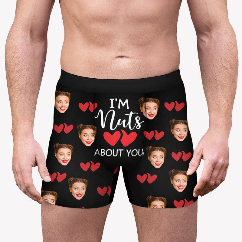 I'm Nuts About You, Personalized Boxer, Funny Valentine Gift For Him, -  PersonalFury