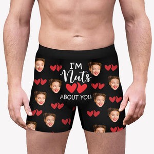 I'm Nuts About You, Personalized Boxer, Funny Valentine Gift For Him, Custom Photo