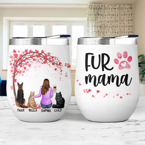 Fur Mama Red Tree, Personalized Wine Tumbler Cup, Gifts For Pet Lovers